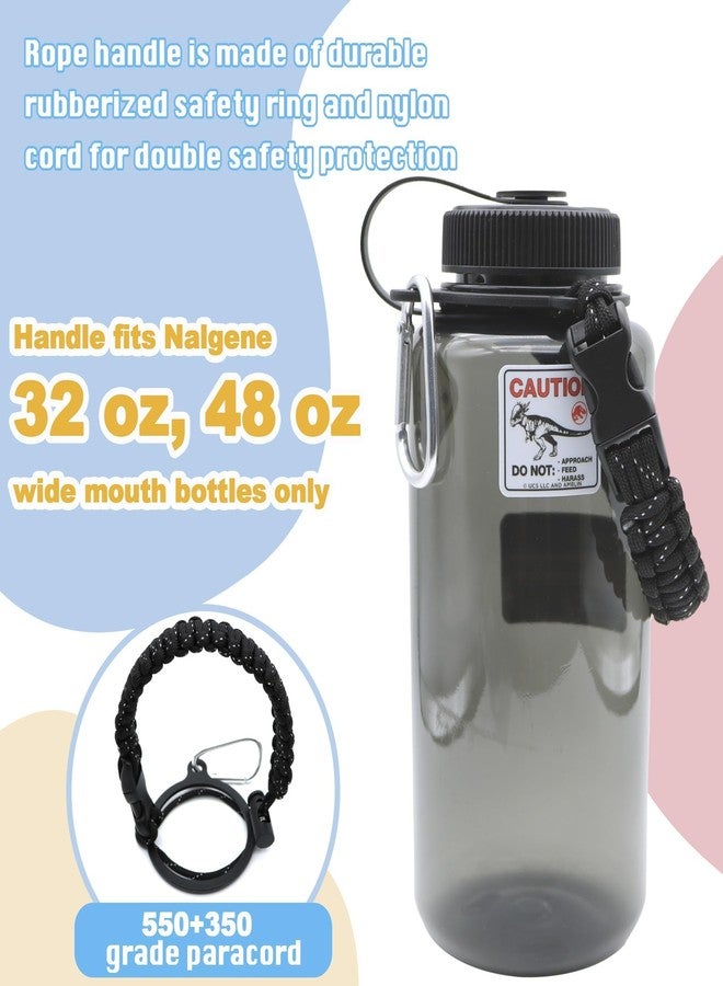 LUTQ 2 Packs Cap Strap for 32oz Wide Mouth Nalgene Bottles - Durable Paracord Strap with Aluminum Alloy Safety Buckle - Handle Compatible with Nalgene - Nocturnal Black - Image 3