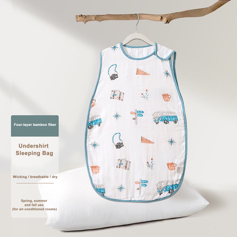 Baby sleeping bag sleeveless vest-style sleepwear bamboo cotton gauze baby belly protection against cold - Image 1