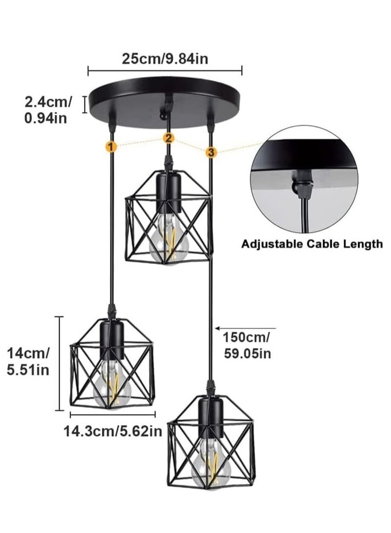 HOMESTAR Hanging Pendant Lights Vintage 3 Ceiling Lamp for Kitchen Dining Room Bulbs Include - Image 2
