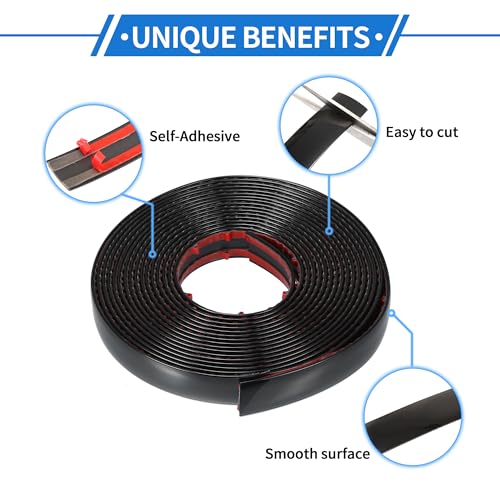 VekAuto Window Trim Strip Kit 3/4" 20mm Width 16Ft 5m Universal for Exterior Car Bumper Door Body Self Adhesive Scratch-Proof Decorative Sticker Plastic Gloss Black - Image 3