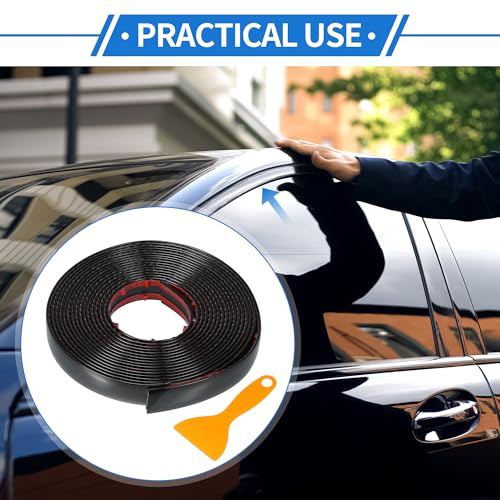 VekAuto Window Trim Strip Kit 3/4" 20mm Width 16Ft 5m Universal for Exterior Car Bumper Door Body Self Adhesive Scratch-Proof Decorative Sticker Plastic Gloss Black - Image 2