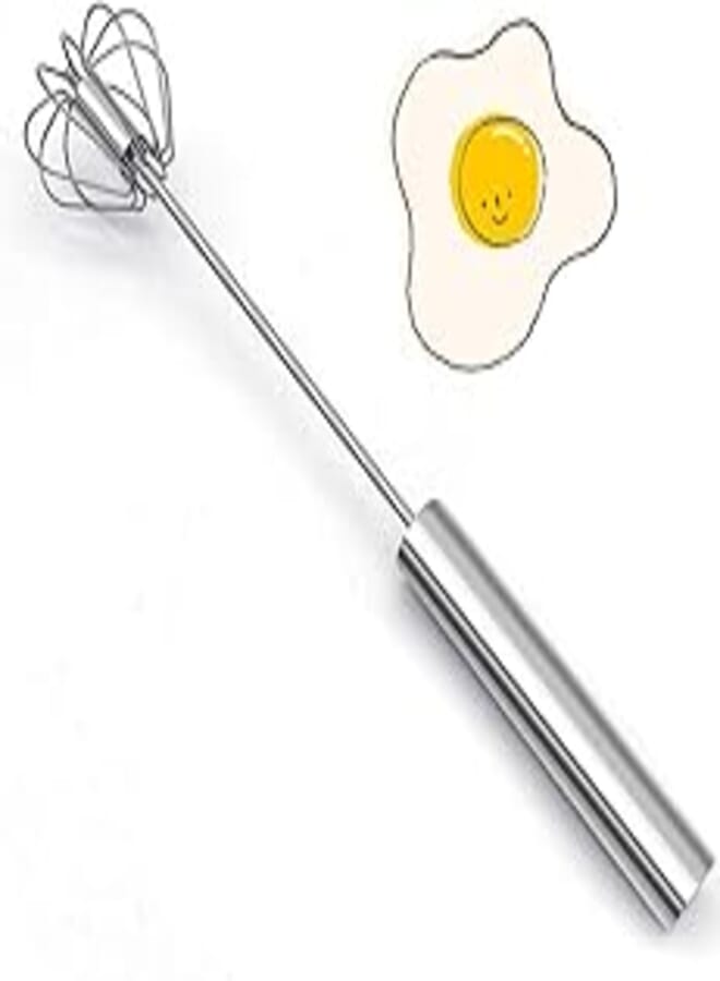 Manual Hand Mixer - Gentle Push Whisk Hand Egg Beater and Egg Whisk - No Wrist or Arm Pain - Quickly Whisks for Cooking Eggs and other Foods - Stainless Steel Whisk is Easy to Use and Clean