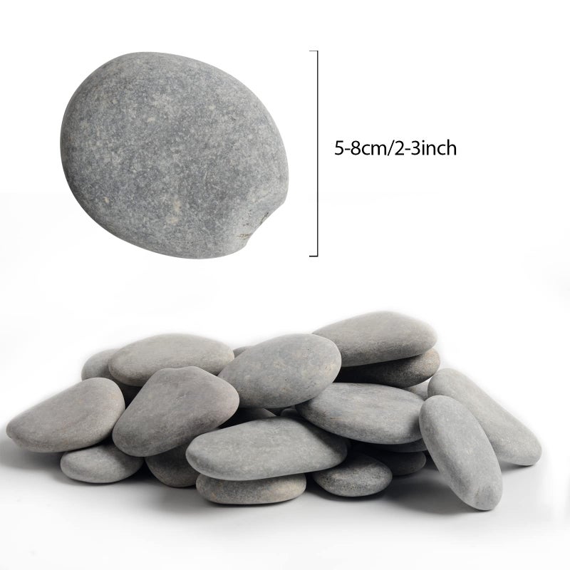 Simetufy 35Pcs Rocks for Painting, 2-3'' Painting Rocks for Adults, Craft Rocks, Flat River Rocks for Painting, Smooth Painting Stones for DIY Project, Gray Kindness Stones - Image 2