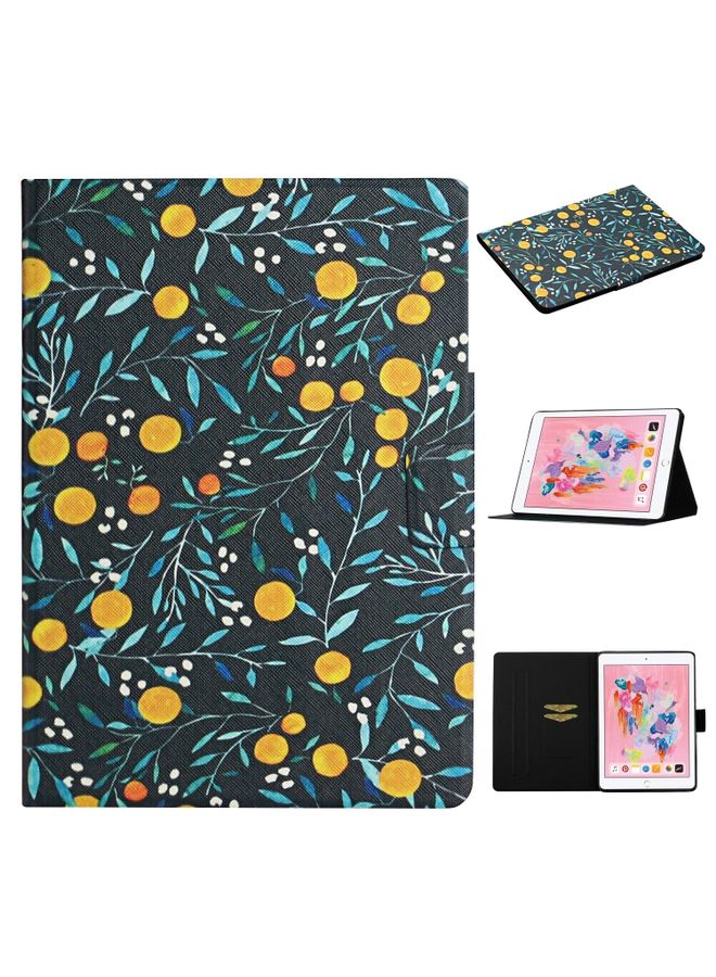 HuHa Case Cover For iPad 10.2 Flower Pattern Horizontal Flip Leather Case with Card Slots & Holder Yellow Fruit 