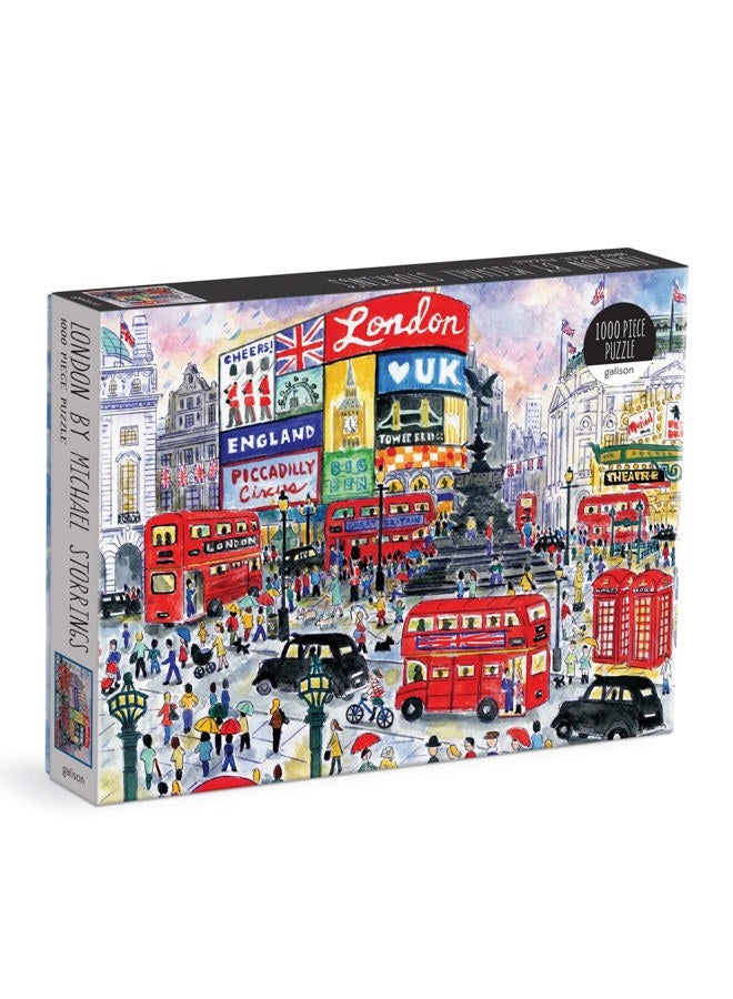 Galison Michael Storrings 1000 Piece London Jigsaw Puzzle for Adults, Illustrated Art Puzzle with Scene from the Streets of London, Multicolor - Image 1