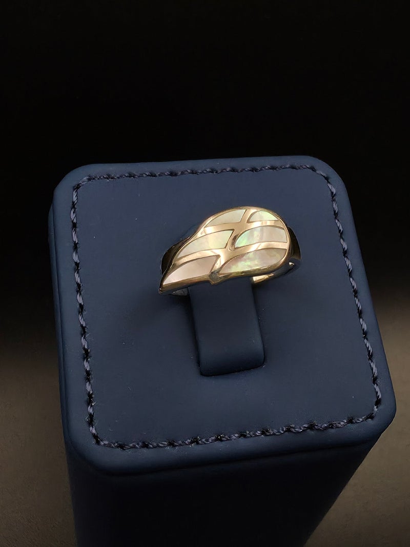 Kanira Premium 925 Sterling Silver Geometric Honeycomb Ring with Pearl Inlay | Minimalist Hexagon Band for Women | KANIRA | Size 6 - Image 2
