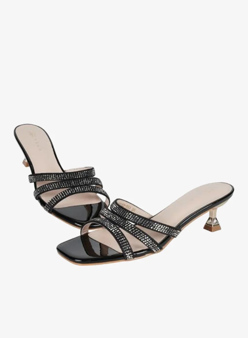 Zayna Black 221-221 Zayna Ladies Kitten Heel Sandals 2G9183-533 Black for Women | Best Price UAE