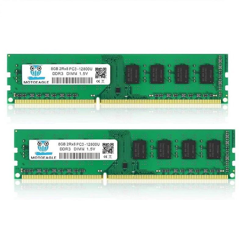 Motoeagle 16GB (2X8GB) PC3-12800U DDR3-1600 UDIMM 2Rx8 DIMM RAM DDR3 8GB 1600MHz SDRAM 240-Pin 1.5V CL11 Non-ECC Desktop PC Memory Kit DIMM - Image 1