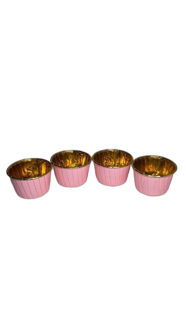 Baekence Baekence Choco Lava Mould Cake Mould Chocolava Baking Mould Pink Golden Pack of 100 pcs - Image 1