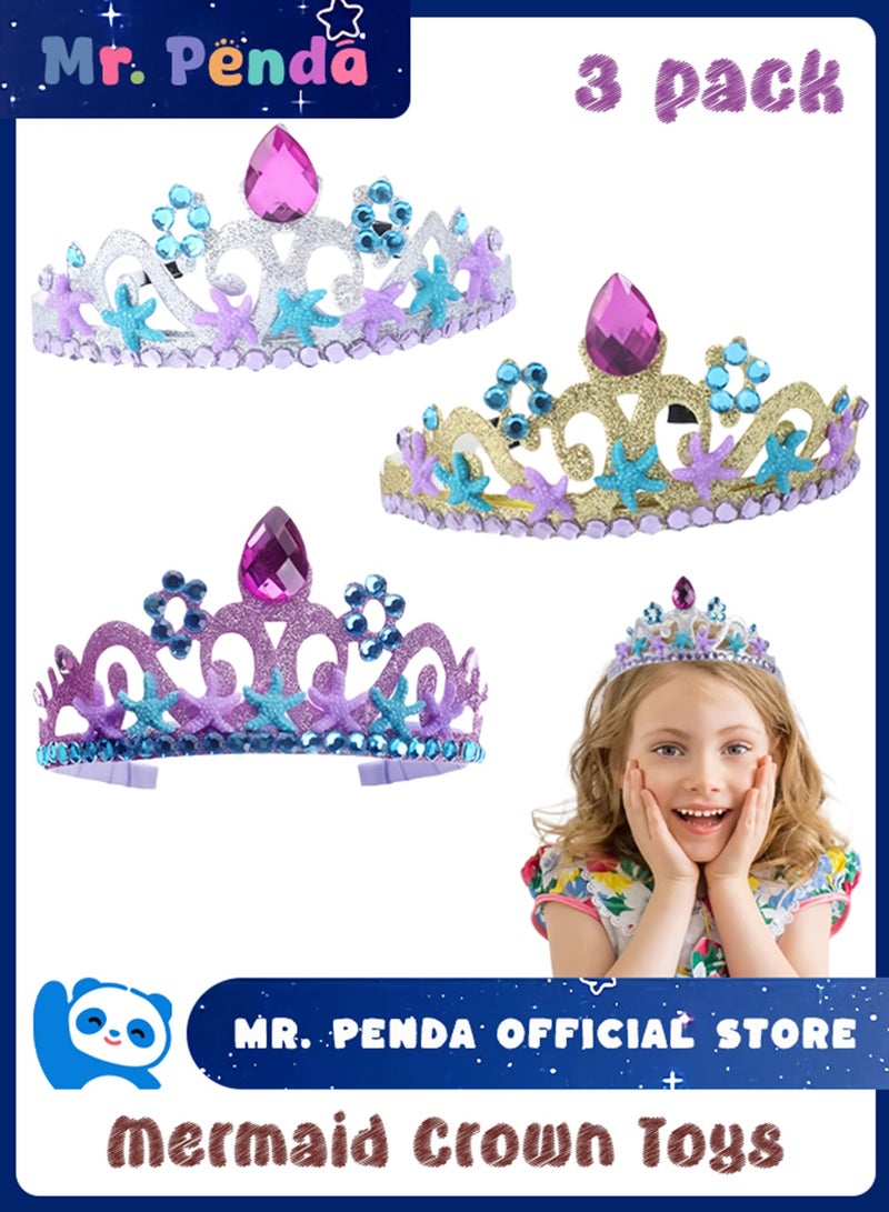 Mr. Penda 3 Pcs Mermaid Headbands Hair Accessories for Girls, Jewelry Kit Little Set for Kids,  Princess Party Dress Up Pretend Play Decorative Accessories - Image 1
