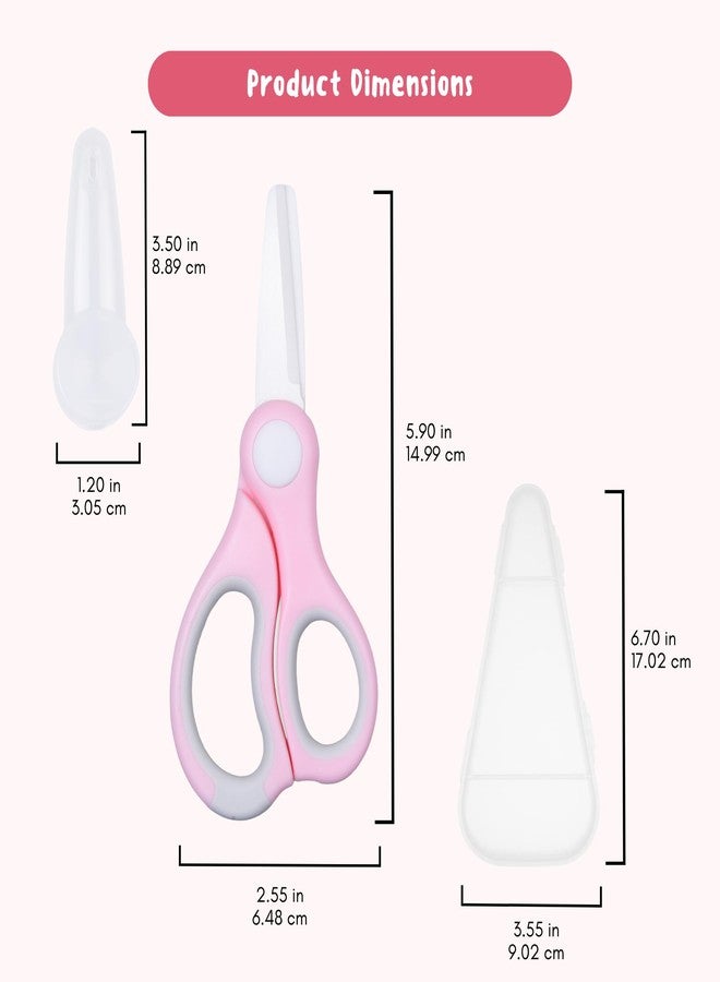 ECO-FUSED Ceramic Baby Food Scissors - Portable Shears - Healthy Food Cutter with Dust Cover and Storage Case - Cuts Meat, Chicken, Vegetables, Fruits (2-Pack) (Pink - 2 pack) - Image 2