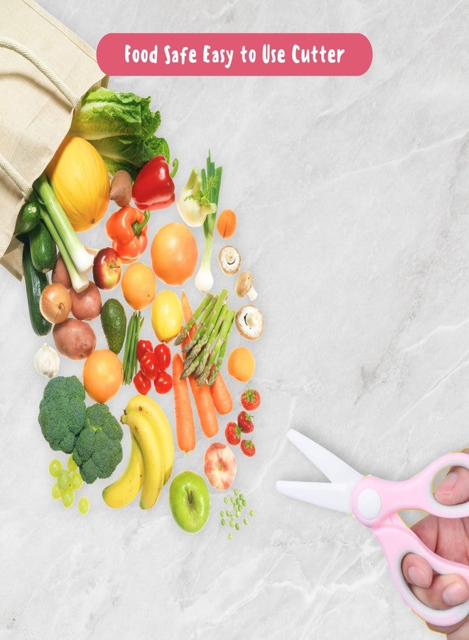 ECO-FUSED Ceramic Baby Food Scissors - Portable Shears - Healthy Food Cutter with Dust Cover and Storage Case - Cuts Meat, Chicken, Vegetables, Fruits (2-Pack) (Pink - 2 pack) - Image 3