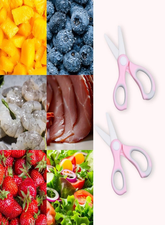 ECO-FUSED Ceramic Baby Food Scissors - Portable Shears - Healthy Food Cutter with Dust Cover and Storage Case - Cuts Meat, Chicken, Vegetables, Fruits (2-Pack) (Pink - 2 pack) - Image 5