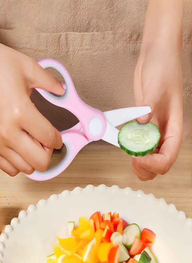 ECO-FUSED Ceramic Baby Food Scissors - Portable Shears - Healthy Food Cutter with Dust Cover and Storage Case - Cuts Meat, Chicken, Vegetables, Fruits (2-Pack) (Pink - 2 pack) - Image 4