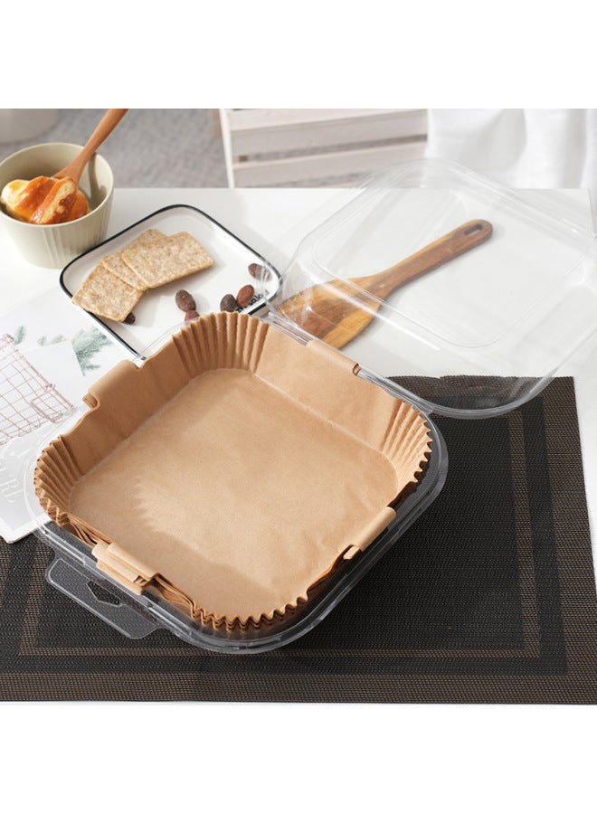 Special Pad Paper For Air Fryer Disposable Household Baking Paper Special Paper Plate For Air Fryer Paper Oil Absorbing Food-Color:True Color-Specifications:20 Sheets With Ears Square 20*4.5 Blister Box - Image 1