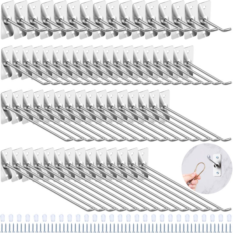 Yauhar 40 Pcs Stainless Steel Wall Mounted Hooks with Protective Caps and Screws 2 4 6 8 Coat Bag Hat Utility Hook Garage Tools Storage Organizer Hanger for Office Kitchen Home Shop - Image 2
