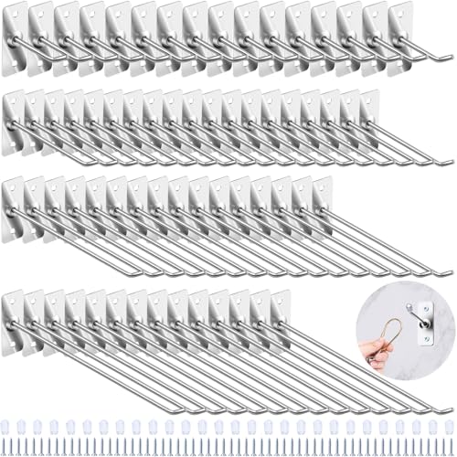 Yauhar 40 Pcs Stainless Steel Wall Mounted Hooks with Protective Caps and Screws 2 4 6 8 Coat Bag Hat Utility Hook Garage Tools Storage Organizer Hanger for Office Kitchen Home Shop - Image 1