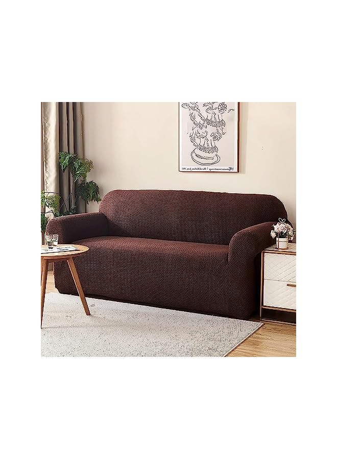 The Bros Sofa Cover 3 Seater Elastic Sofa Cover for Couch Sofa Covers Perfect 3 Seater Sofa Cover Stretchable Sofa Slipcover (3 Seater Sofa Cover, coffee) - Image 2