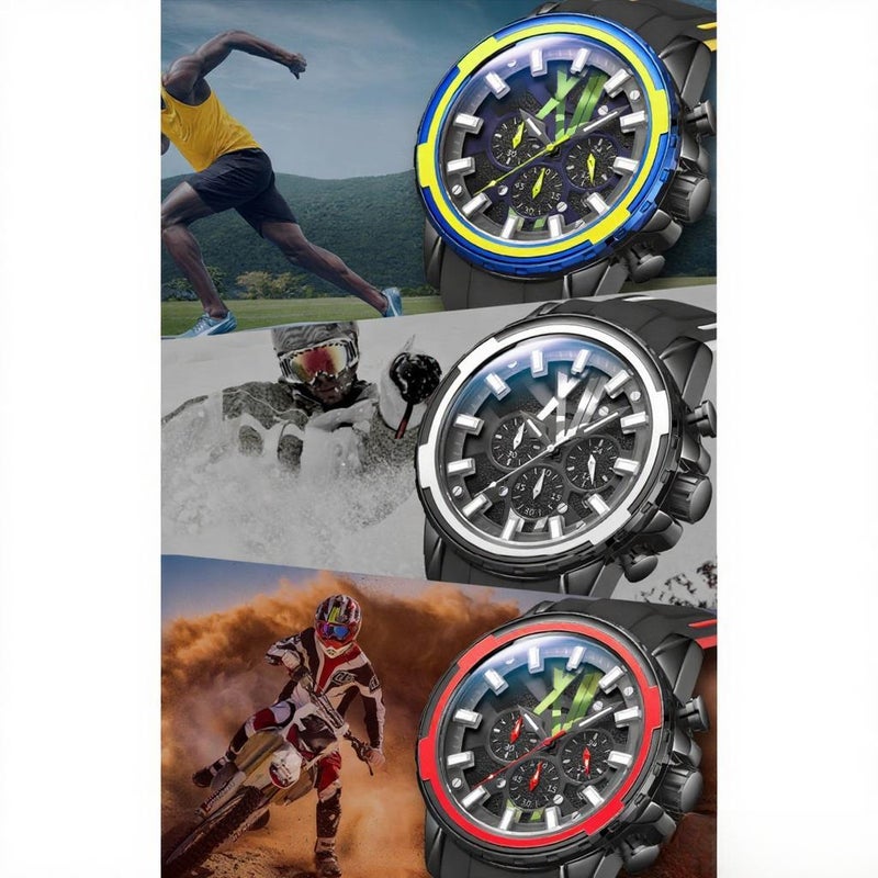 2133 Fashionable Quartz Watch for Men Multifunction Sports Wrist Watch with Chronograph/Calendar/3ATM Waterproof/Luminous Silicone Strap - Image 3