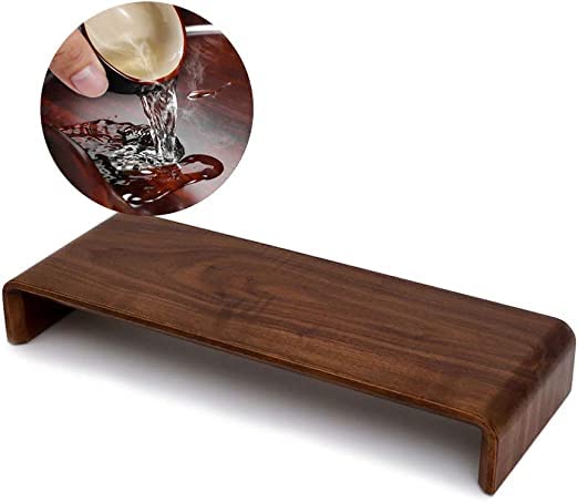carpentray Wooden Computer Monitor Stand, Monitor Riser Desk Shelf Desktop Stand TV Laptop Riser with Keyboard Storage Desk (Walnut Finish) - Image 1