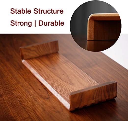 carpentray Wooden Computer Monitor Stand, Monitor Riser Desk Shelf Desktop Stand TV Laptop Riser with Keyboard Storage Desk (Walnut Finish) - Image 4