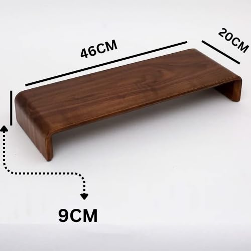 carpentray Wooden Computer Monitor Stand, Monitor Riser Desk Shelf Desktop Stand TV Laptop Riser with Keyboard Storage Desk (Walnut Finish) - Image 2