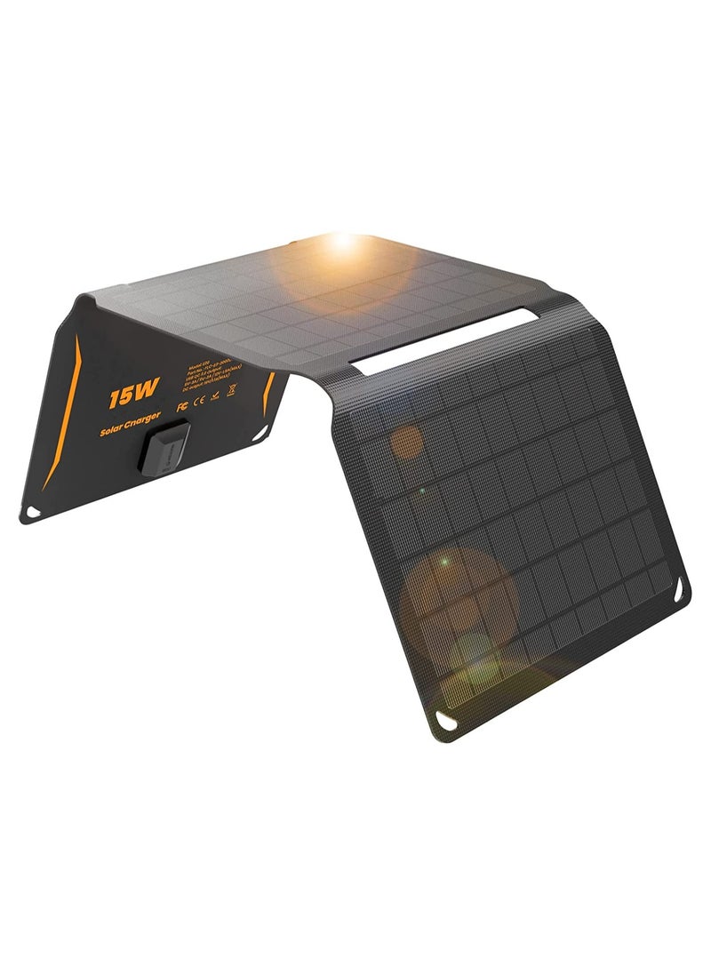 Generic 15W Portable Solar Panel Charger(5.5V/2.9A Max), Waterproof IP67 with USB Port Compatible with iPhone, iPad, Samsung for Outdoor Hiking Camping Backpacking  - Image 1
