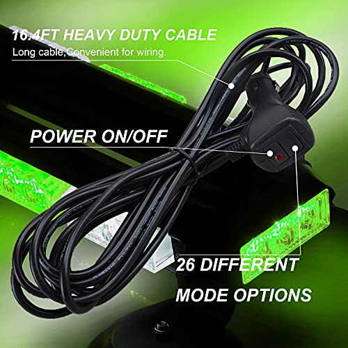 ASPL 16.8 Inch LED Strobe Flashing Light Bar, 26 Flashing Modes High Intensity Emergency Hazard Warning Beacon Lights with Magnetic Base for Car Trucks Trailer Roof Safety (Green White Green White) - Image 5