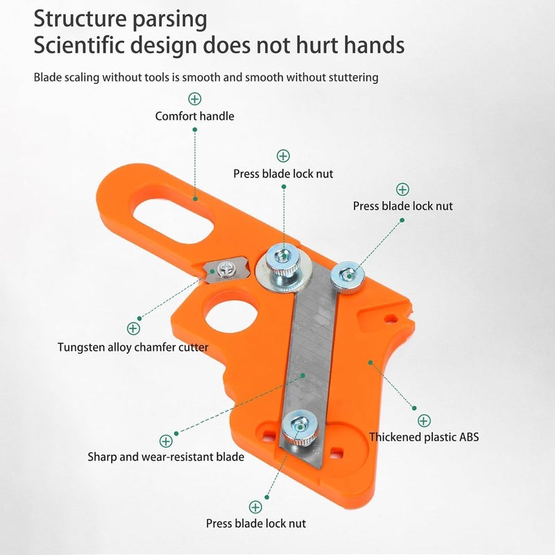 HELLARO Wood Edge Strip Trimming Knife, Arc Trimming Manual Planer, Knife Blade Hand Tools, Deburring, Chamfering, Fillet Scrapper | Woodworking Precise Cutting Edge Replaceable Blade. - Image 3