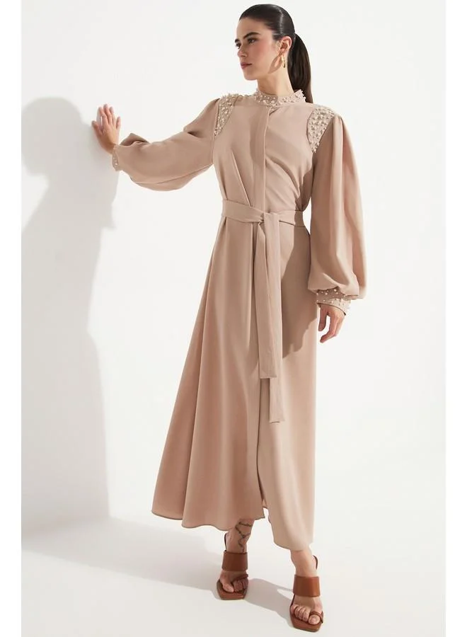 JUNE Beaded Belted Dress