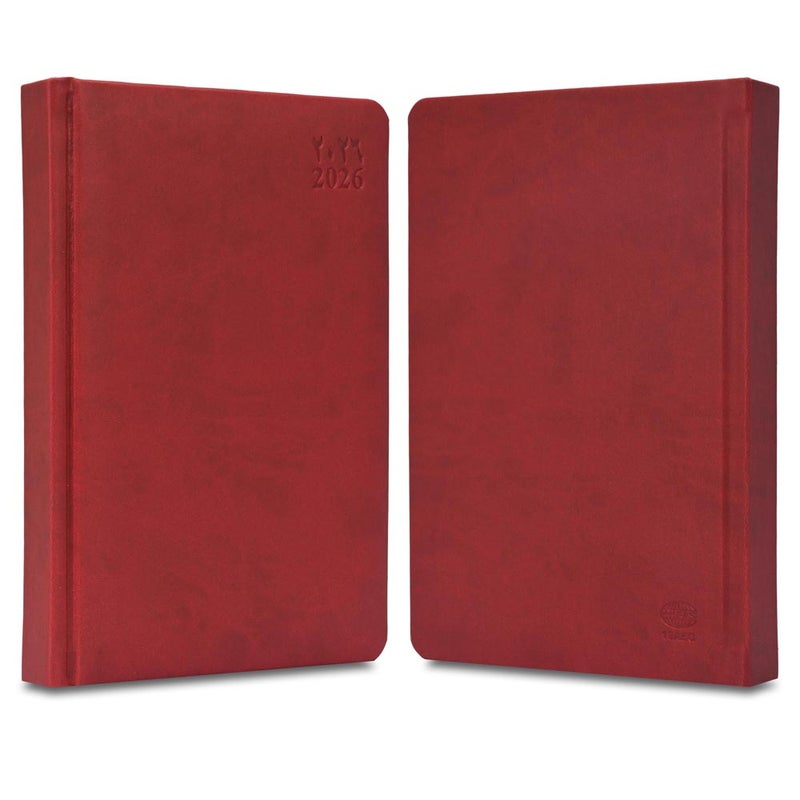 FIS 2026 Golden A5 Diary, 148x210mm, 1 Side Padded Italian PU Cover Materials, Round Corners, Gold Gilded Edges, Arabic/English, 70gsm Italian Ivory Paper, Maroon Cover - FSDI19AEG26MR - Image 2