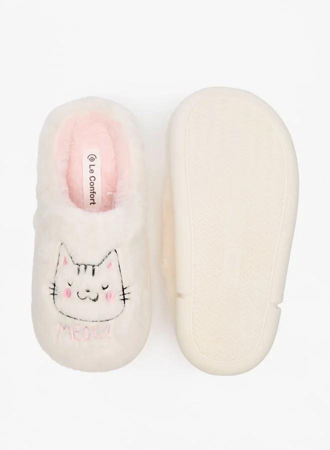 لو كونفورت Women's Cat Applique Bedroom Mules