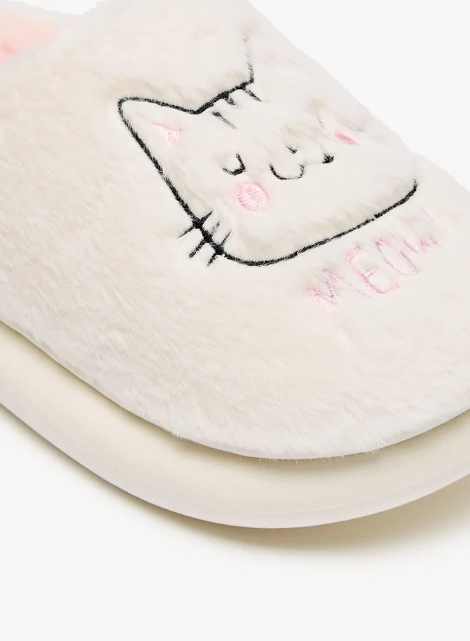 لو كونفورت Women's Cat Applique Bedroom Mules