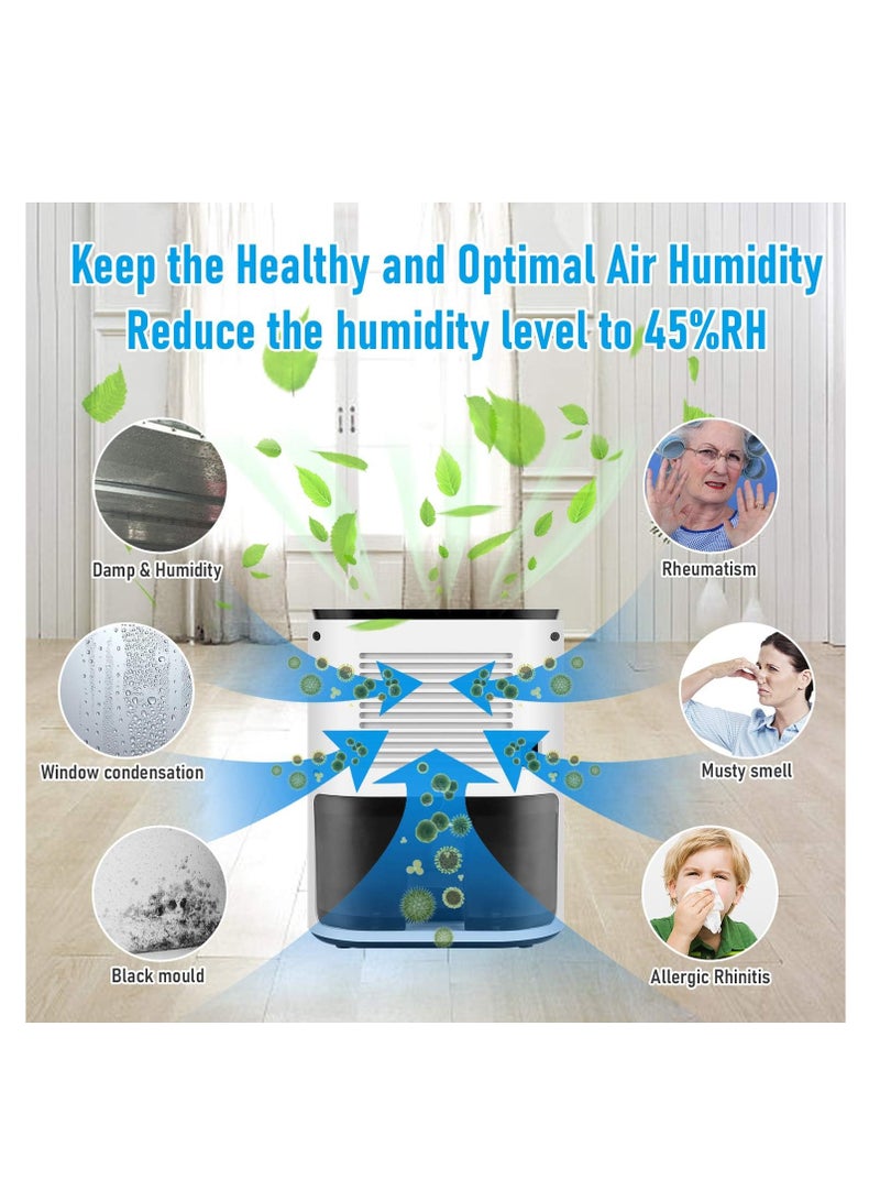 فورتي مزيل الرطوبة، مزيلات الرطوبة الكهربائية المحمولة بسعة 1200 مل تمتص الماء 500 مل/24 ساعة، إيقاف التشغيل التلقائي، منظف هواء فائق الهدوء للمنزل والمطبخ والجراج وخزانة الملابس والطابق السفلي - Image 2