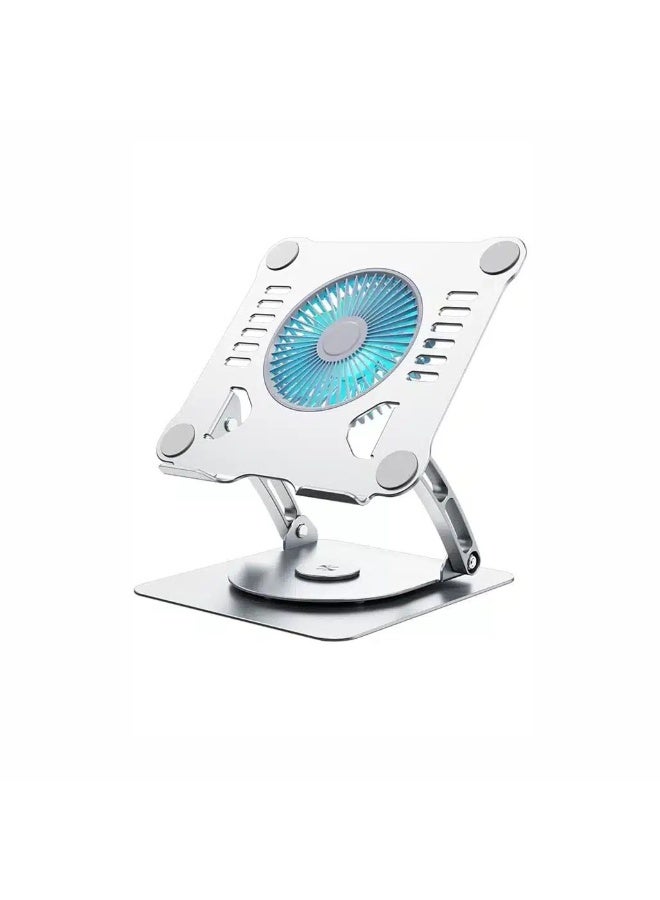 T628 Gaming Laptop Stand with Large Adjustable Cooling Fan and 360-Degree Rotation - silver - Image 1
