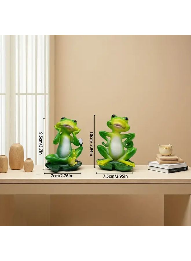 Lifelike Green Frog Garden Statue Realistic Resin Amphibian Home Decor Indoor Outdoor Desktop Balcony Low Maintenance Pinch Waist - Image 3