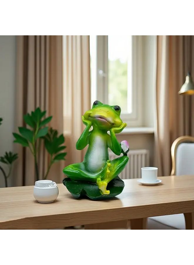 Lifelike Green Frog Garden Statue Realistic Resin Amphibian Home Decor Indoor Outdoor Desktop Balcony Low Maintenance Pinch Waist - Image 4