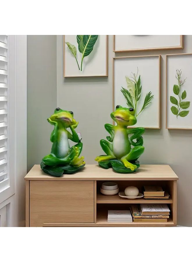 Lifelike Green Frog Garden Statue Realistic Resin Amphibian Home Decor Indoor Outdoor Desktop Balcony Low Maintenance Pinch Waist - Image 1