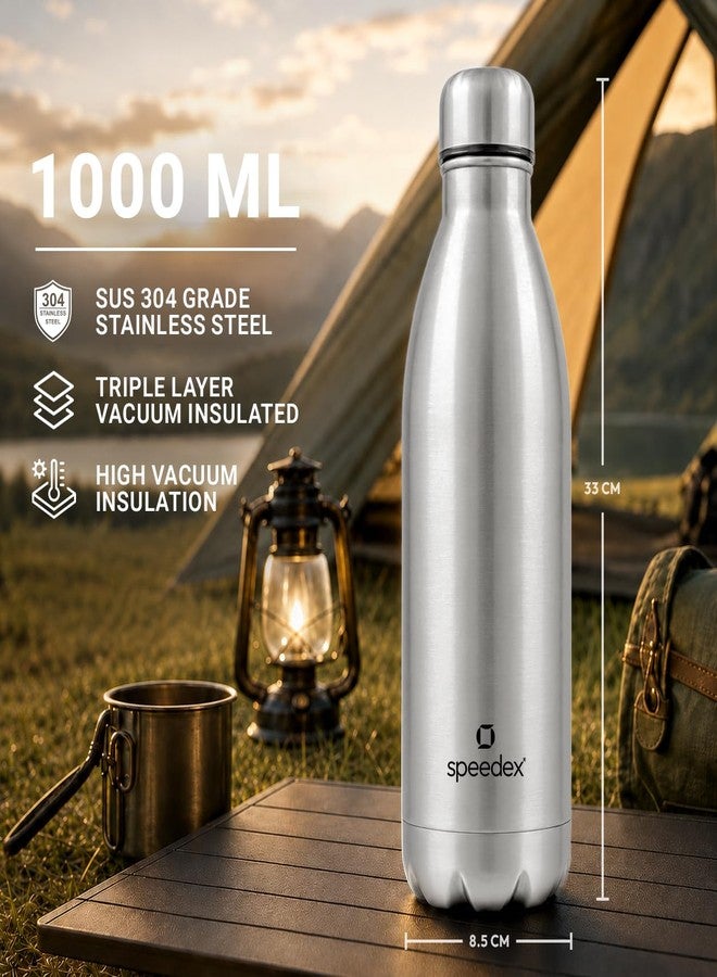 Speedex Thermos Bottle Vacuum Insulated Stainless Steel for Kids, Men, Women Thermosteel Bottle Ideal for School, Office, Travel Flask for Hot & Cold Beverages - Silver Colour 1000 ML - Image 3