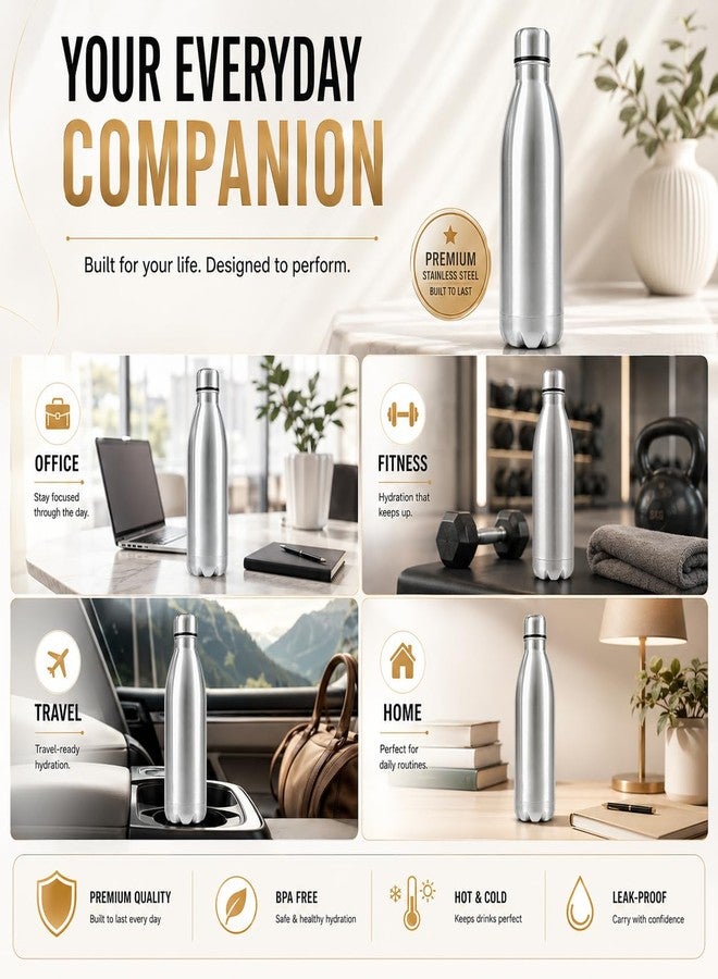 Speedex Thermos Bottle Vacuum Insulated Stainless Steel for Kids, Men, Women Thermosteel Bottle Ideal for School, Office, Travel Flask for Hot & Cold Beverages - Silver Colour 1000 ML - Image 4