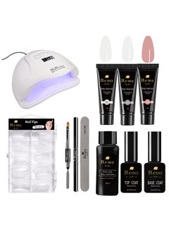 Remy Belle Poly Nail Gel Acrylic Kit 3 Colors with Slip Solution Top Base Coat Uv Led Lamp for Nail Manicure DIY at Home  - Image 1