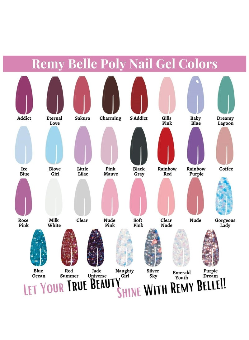 Remy Belle Poly Nail Gel Acrylic Kit 3 Colors with Slip Solution Top Base Coat Uv Led Lamp for Nail Manicure DIY at Home - Image 4