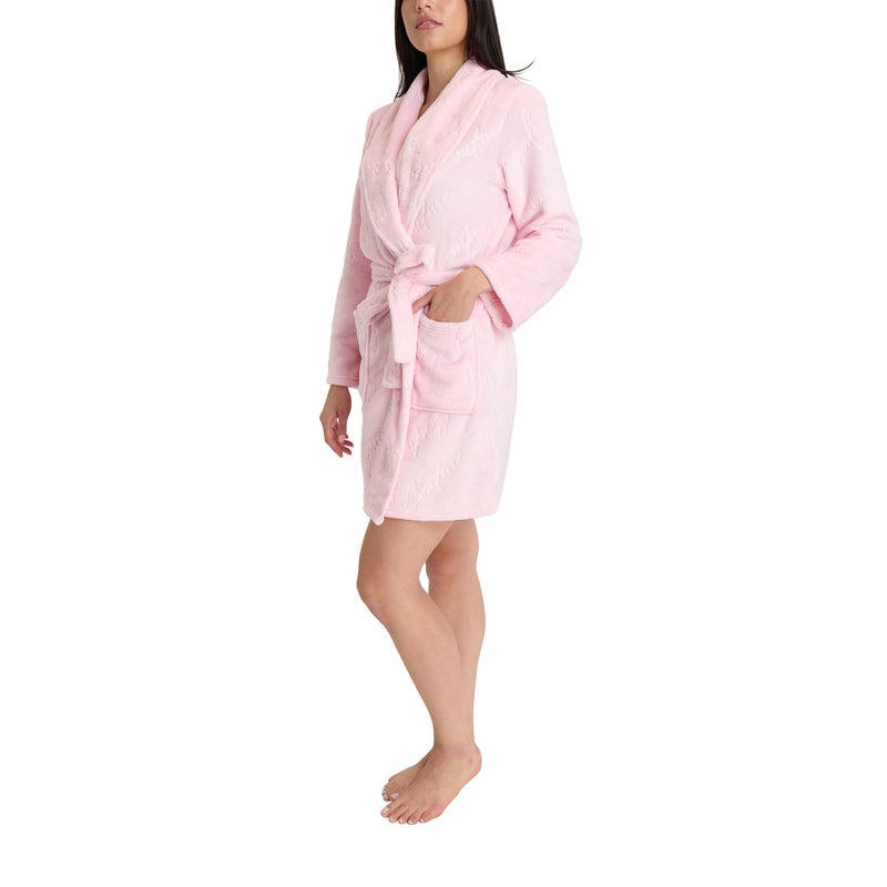 Juicy Couture Women's Super Soft Luxe Plush Shawl Collar Robe (US, Alpha, Large, X-Large, Regular, Regular, Pink JC Script) - Image 2