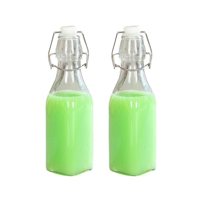 250ML GLASS ROUND BOTTLE WITH AIRTIGHT RUBBER SEAL FLIP CAPS CLEAR SWING TOP GLASS BEER BOTTLES FOR HOME BREWING BEVERAGES WATER WINE MILK OIL SODA PACK OF 2 SQUARE
