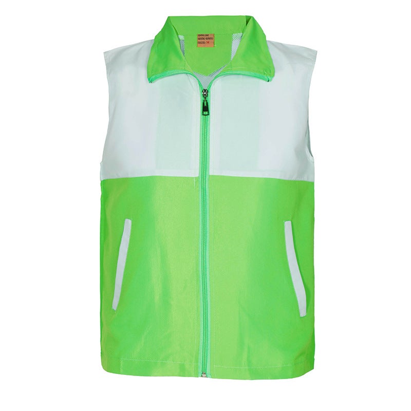 Spring and Summer Zipper Volunteer Vest Loose Elegant Commuting Comfortable Solid Color Cardigan Non-Hooded Advertising Vest Printing Fruit Green  - Image 1