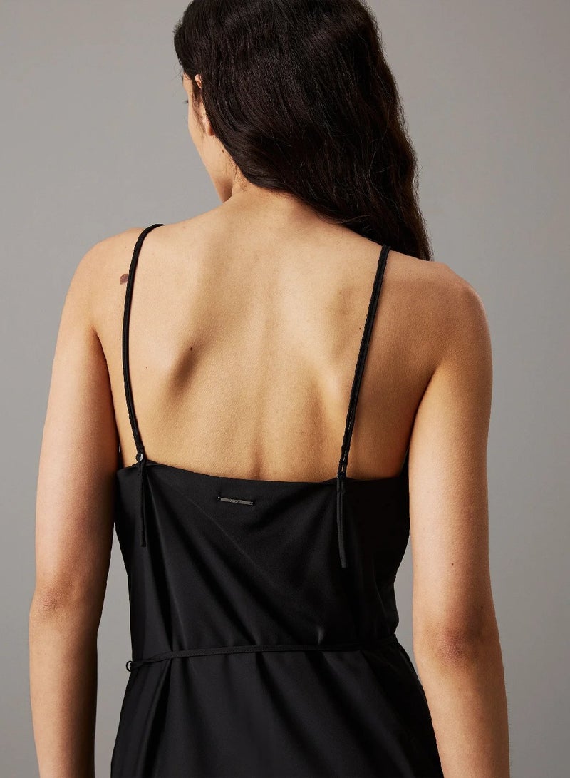 CALVIN KLEIN Crepe Midi Slip Dress - Image 4