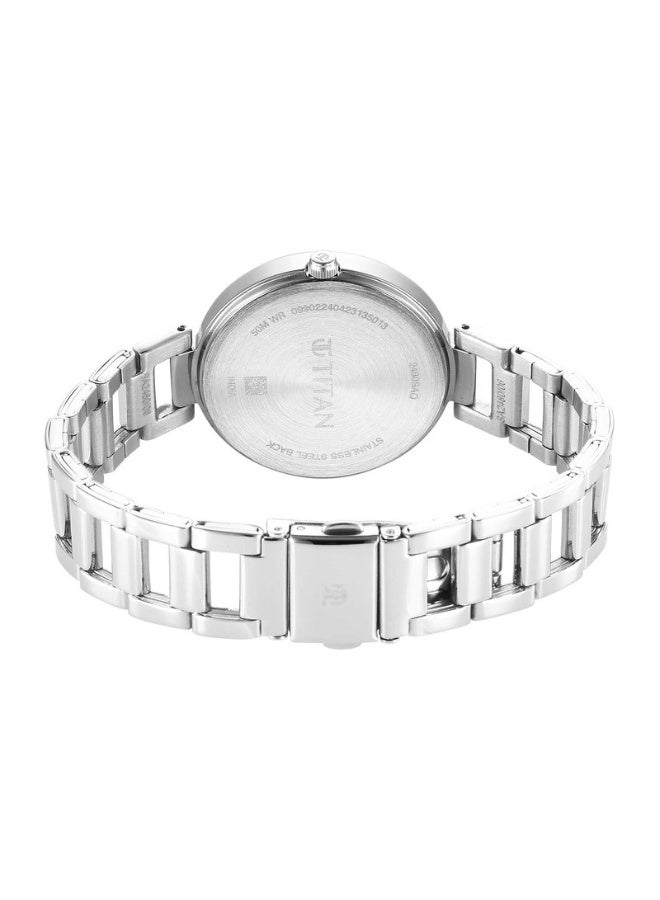 TITAN ساعة عمل للنساء 2480SM12 – قرص فضي، حزام من الفولاذ المقاوم للصدأ الفضي، حركة كوارتز، أنيقة - Image 5