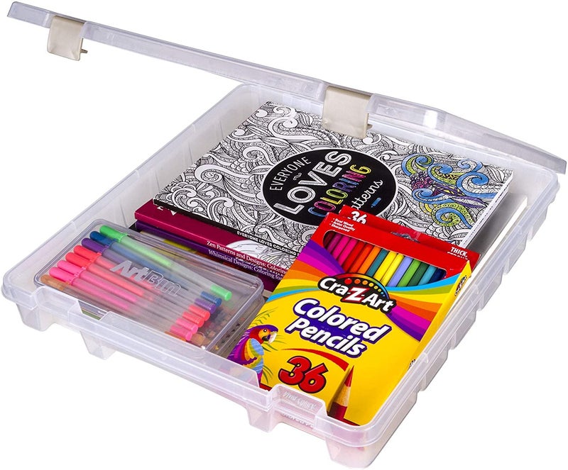 ArtBin 9100AB Super Satchel Slim 1 Open Compartment, Art & Craft Organizer, [1] Plastic Storage Case, Clear - Image 1