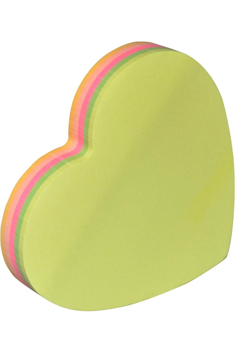 Cosmic CPP07S Heart Shaped Sticky Notes 100 Sheets, 3.5 x 3.5-Inch, Neon Assorted - Image 1