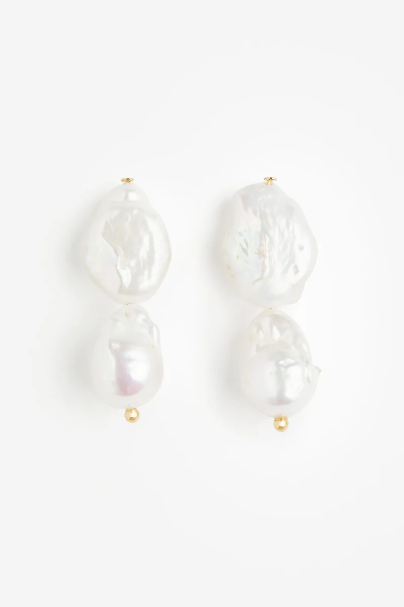 H&M Gold-plated pearl pendant earrings